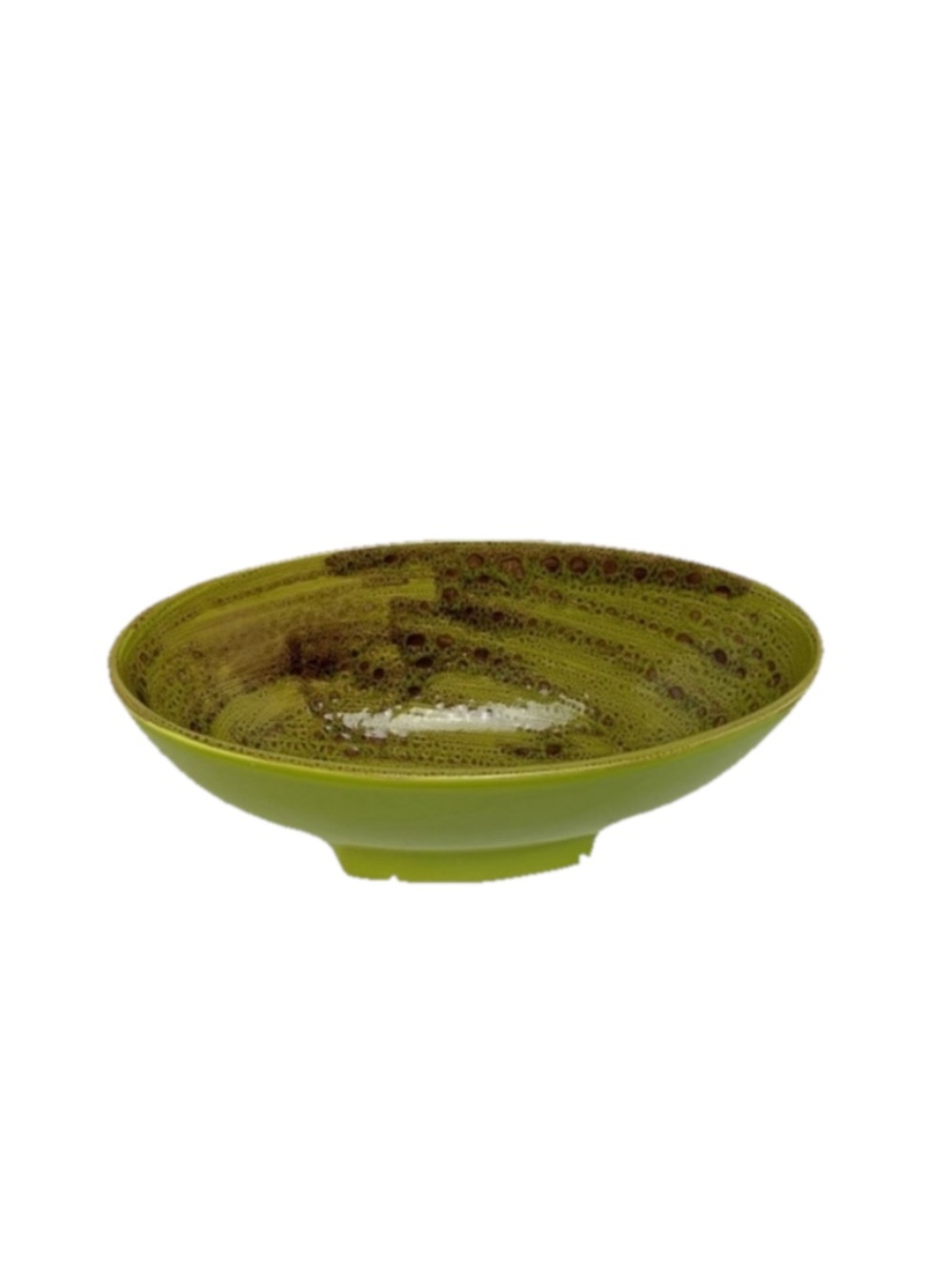 Destinos Green & Brown Ceramic Oval Bowl Made in Portugal